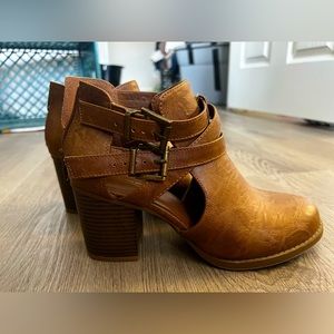 Soda strapped brown booties